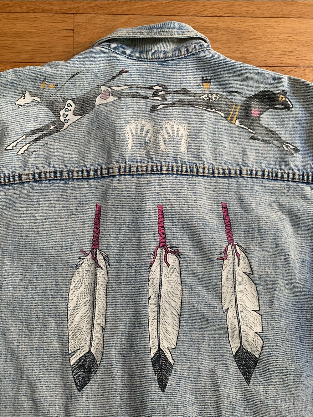 Early Man Images (EMI) Vintage 80’s Tribal Denim Jacket, Size XL.